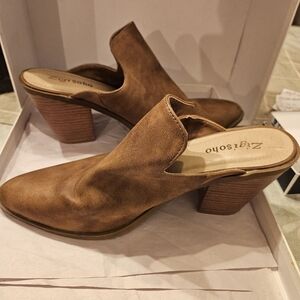 Womens 10 heel boot brown Zigisoho mule block heels western